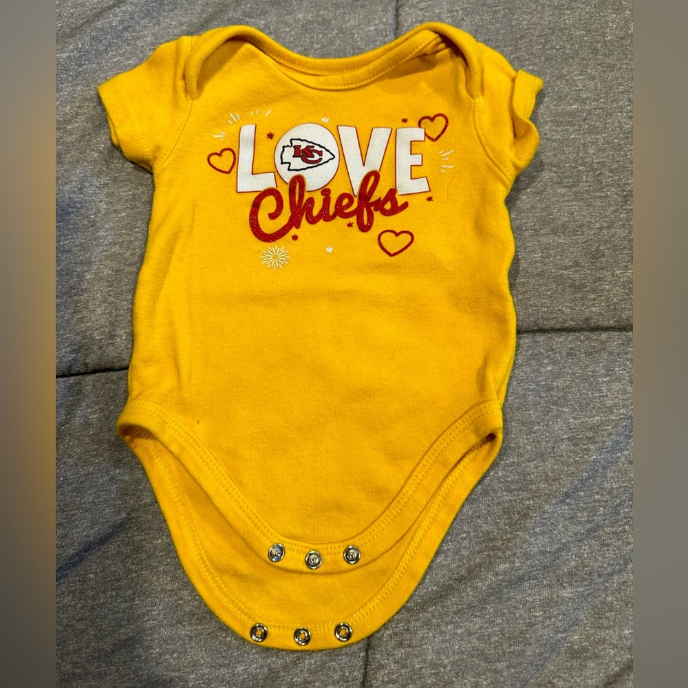 NFL KC Chiefs Yellow Onesie, 3/6 months, 100% Cotton